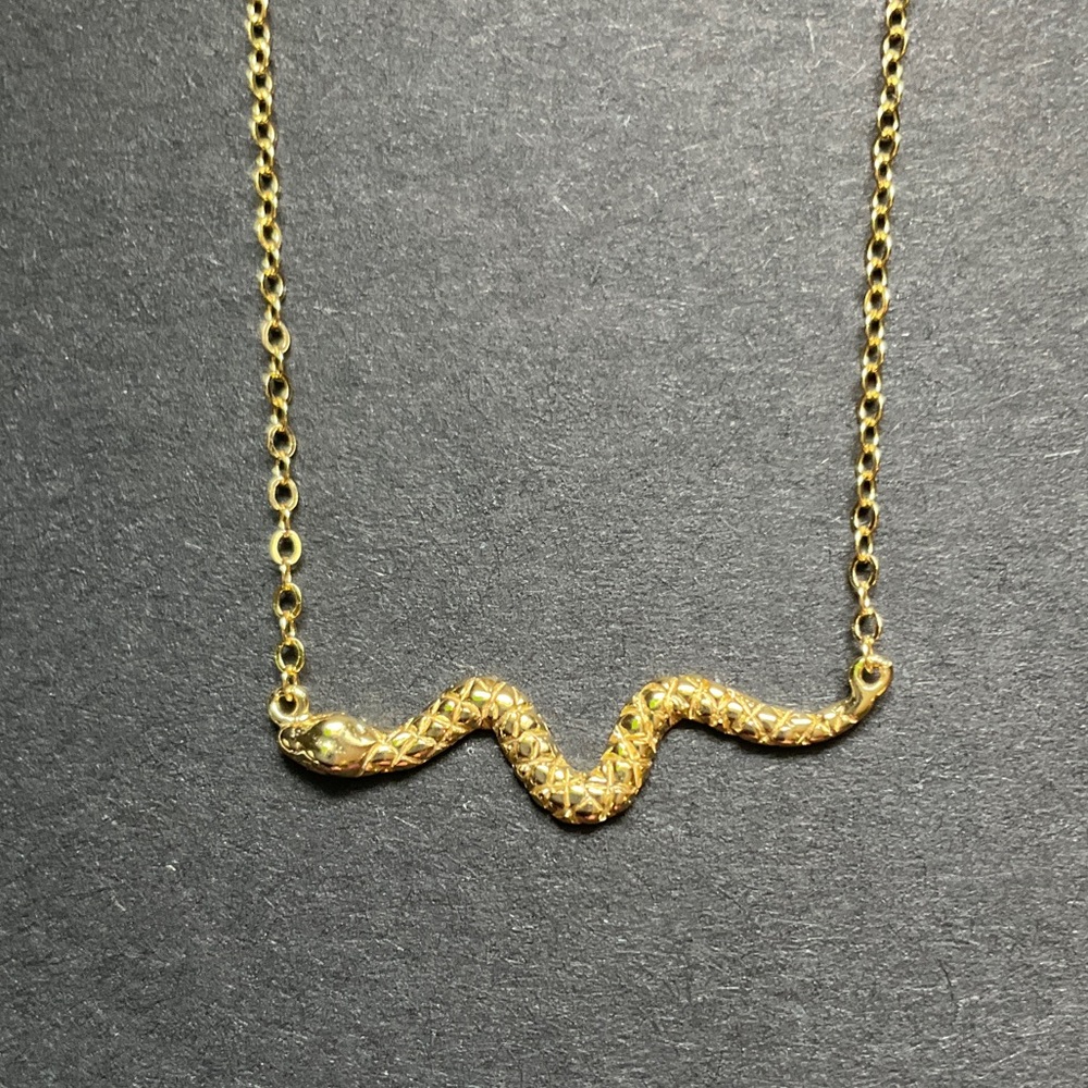 14k Gold Vermeil Snake Pendant Necklace